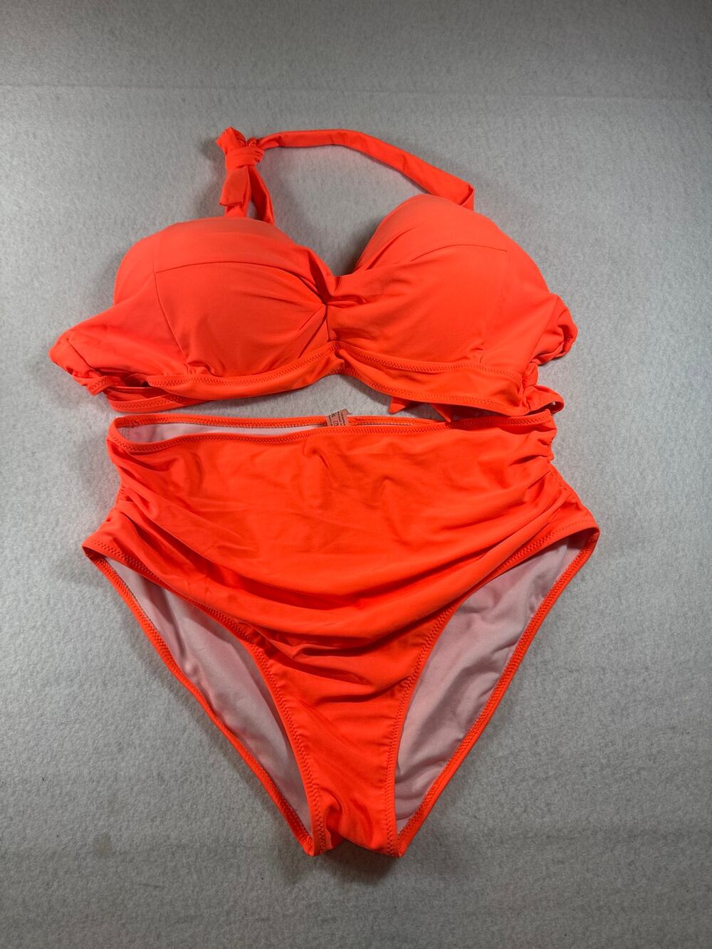 Tempt Me Swimsuits Orange Retro Halter High Waist Bikini wITH Bottom XXL